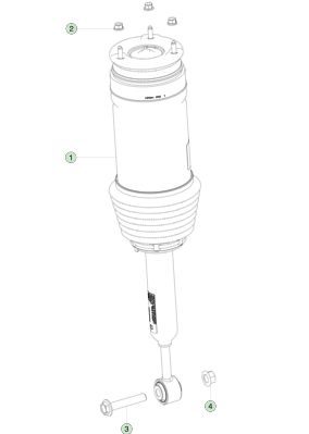 Tesla Model X 좌측 후방 어댑티브 에어 스프링 모듈 - 알루미늄