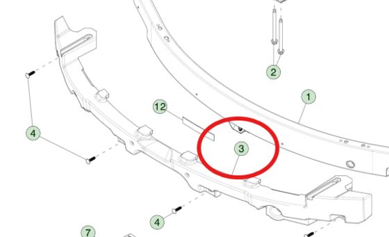 TESLA MODEL 3 (2023+)용 범퍼 빔 폼 1741046-00-F